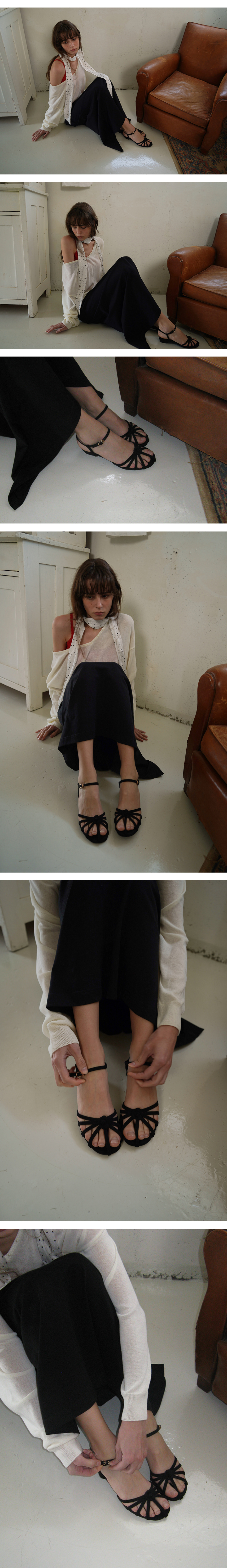 CORSAGE STRAP SANDAL - 2 COLORS BLACK