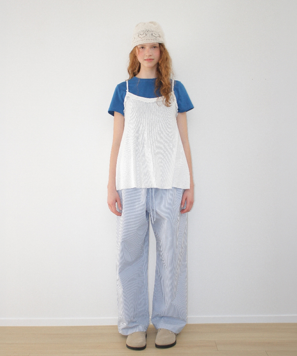 STRIPE CHECK PANEL COMFORT PANTS SOFT BLUE
