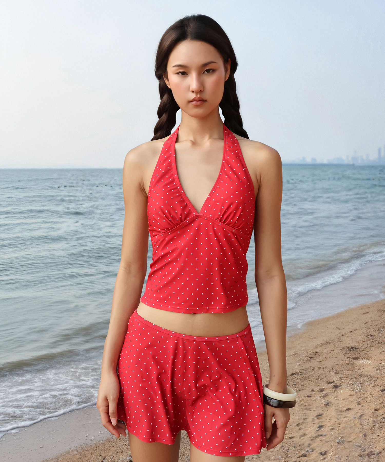 26 Lea Tankini Set - Red / White Dot