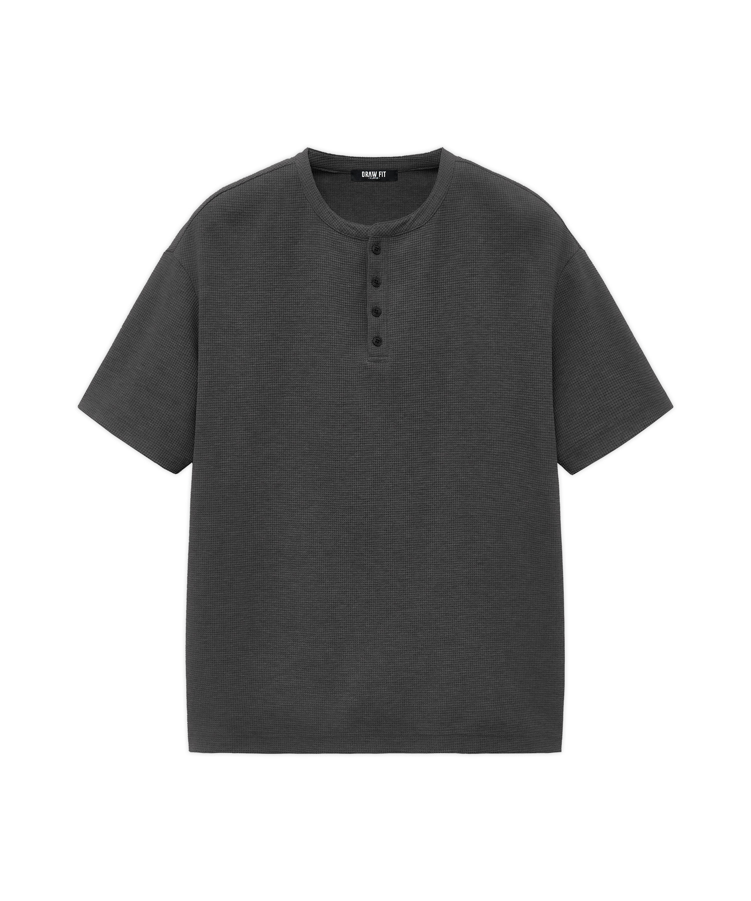 WAFFLE HELYNECK HALF T-SHIRT [CHARCOAL]