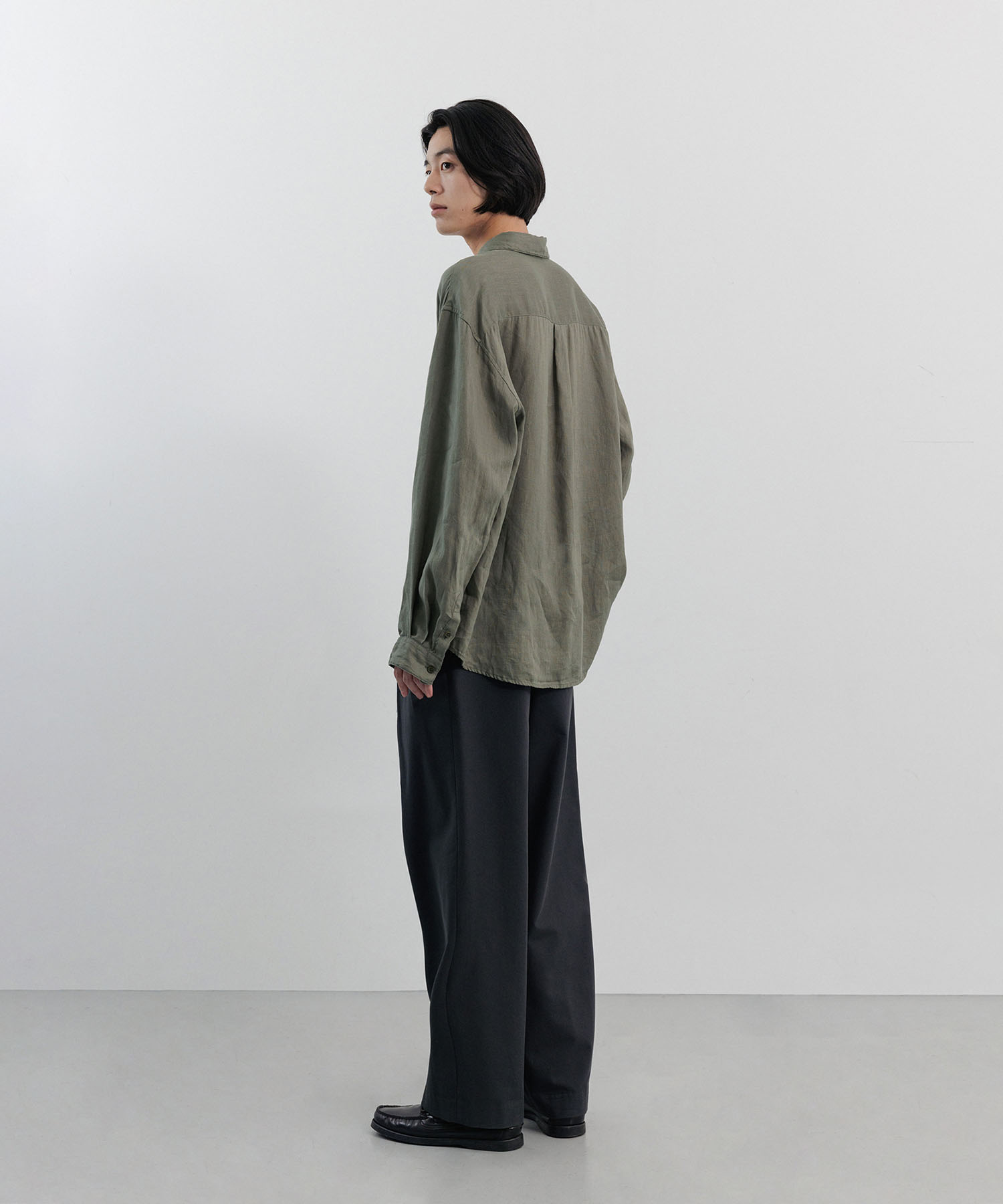 FRENCH LINEN SHIRT_PESTO