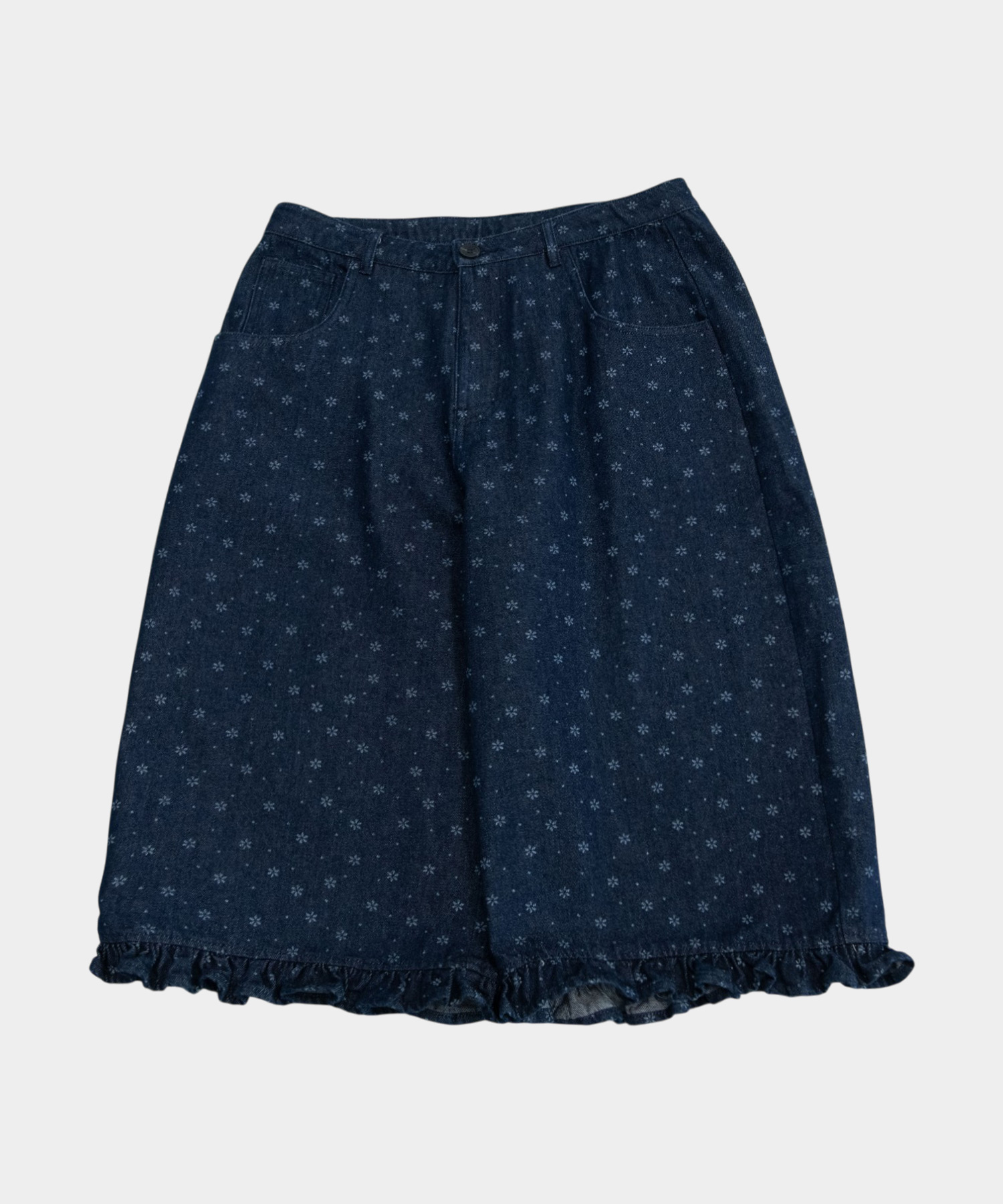 Женские джинсовые бермуды с оборками_2COLOR