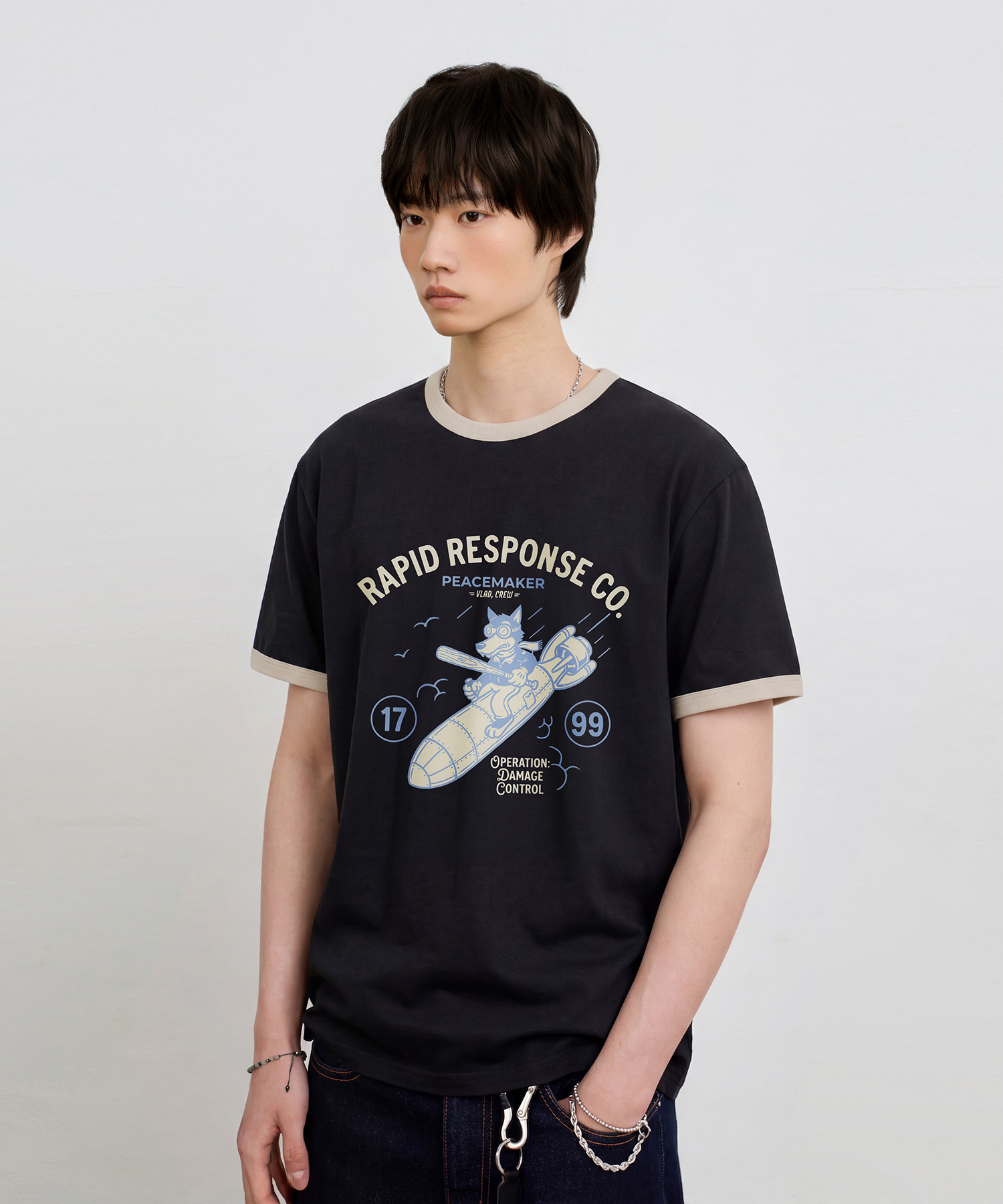 VLAD VINTAGE PEACEMAKER RINGER SHORT SLEEVE T-SHIRT_4 COLOR