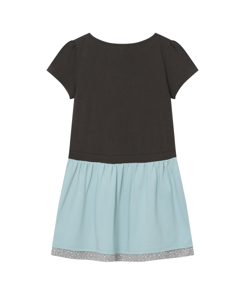 Shirring Layered Pocket Dress [Charcoal Mint] thumbnail 2