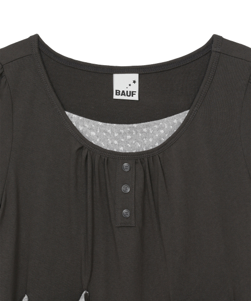 Shirring Layered Pocket Dress [Charcoal Mint] thumbnail 3