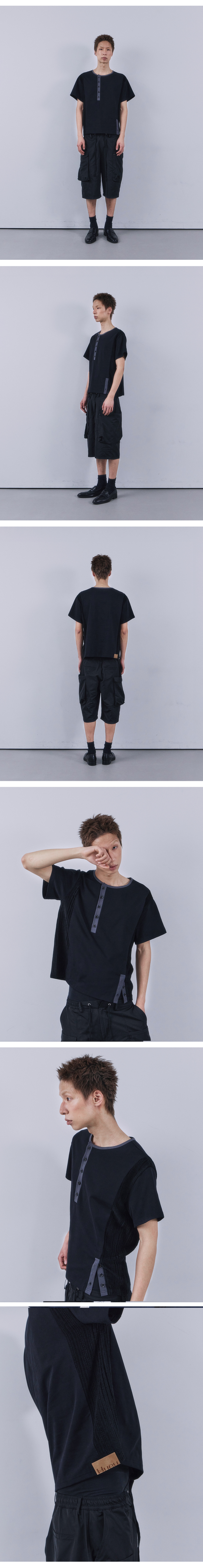 휴이(HUEY) Two Side Button Tee Black - 사이즈 & 후기 | 무신사