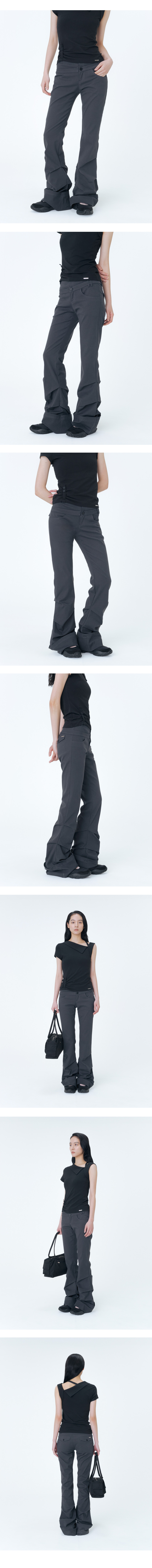 미세키서울(MISEKI SEOUL) Two line layered folding pants CHARCOAL