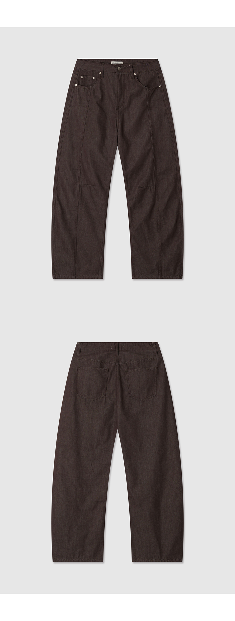 NON-FADE CURVED DENIM PANTS BROWN