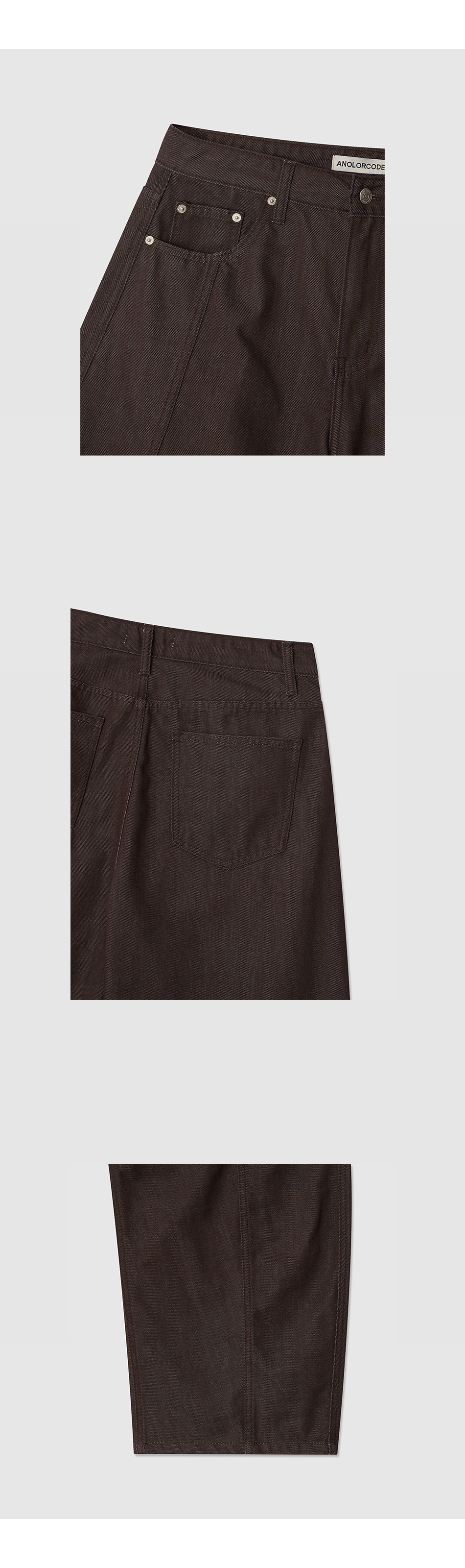 NON-FADE CURVED DENIM PANTS BROWN