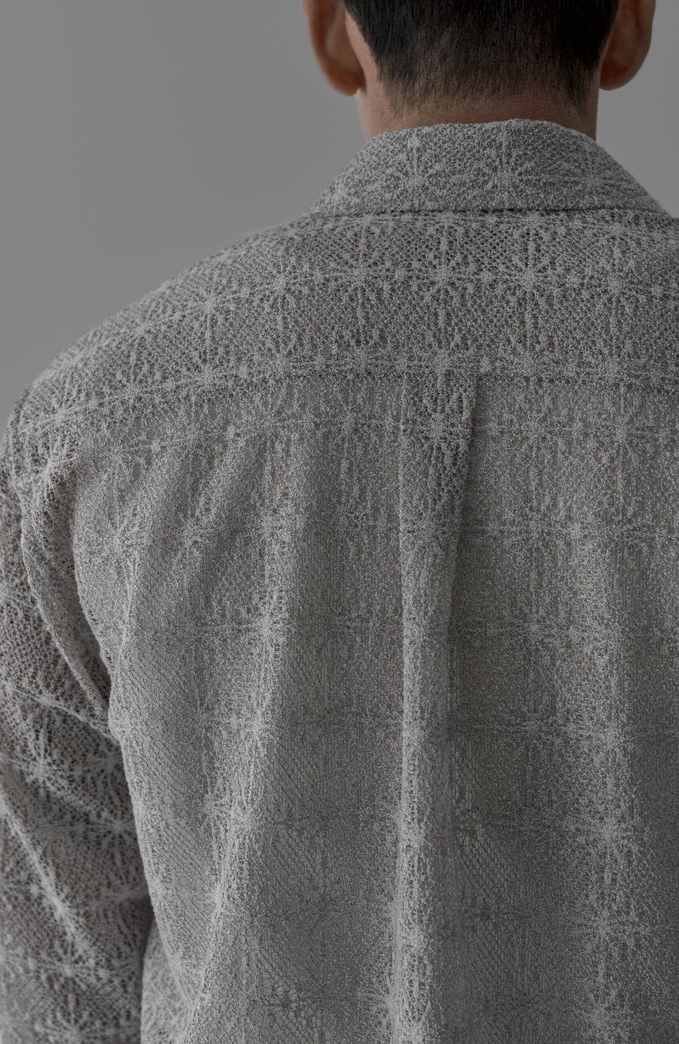 SHEER CROCHET CROP SHIRT - 3 COLORS LIGHT GREY