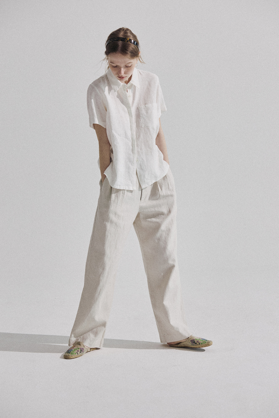 LINEN SHORT SLEEVE SHIRT - 2 COLORS OFF WHITE