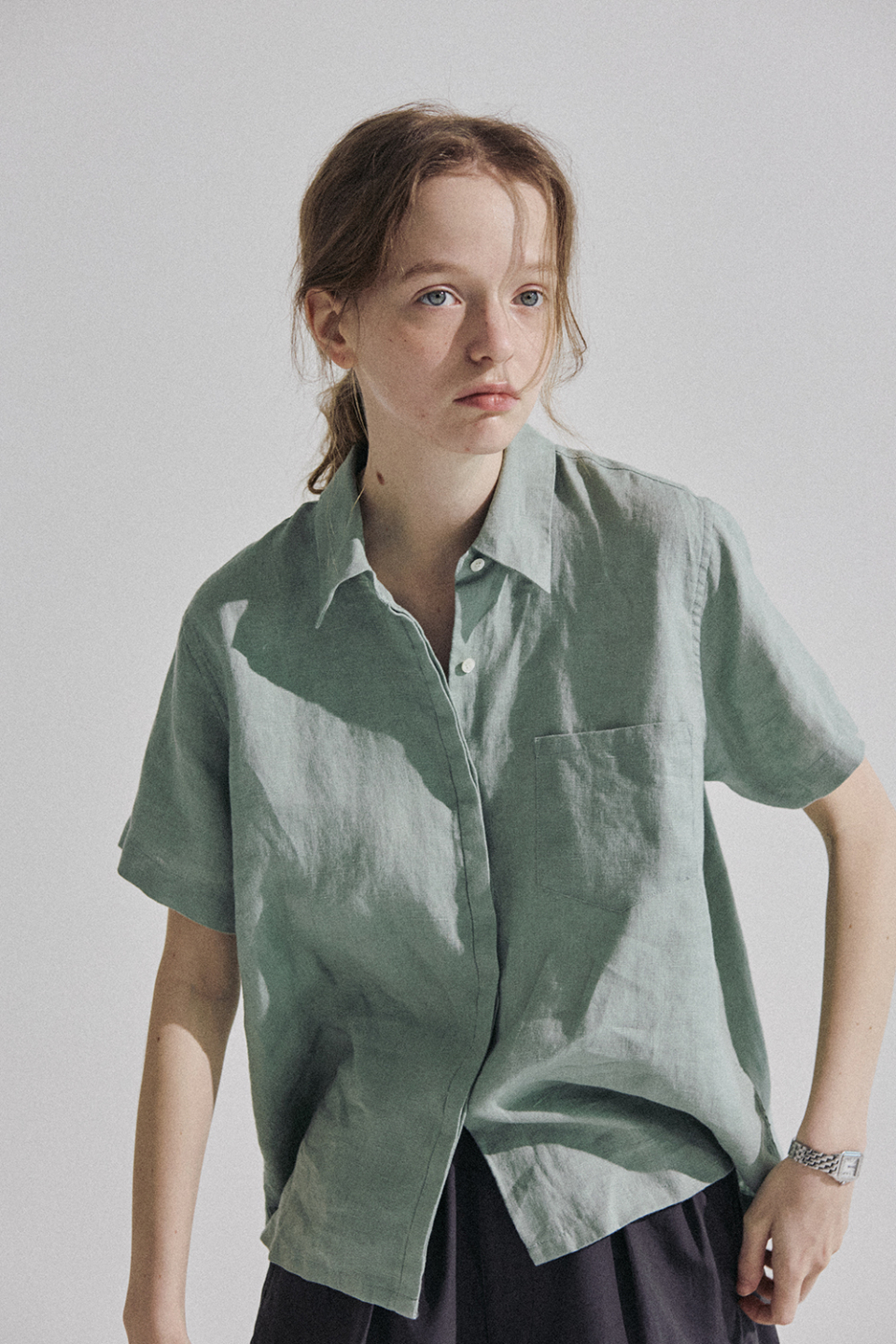 LINEN SHORT SLEEVE SHIRT - 2 COLORS GREEN