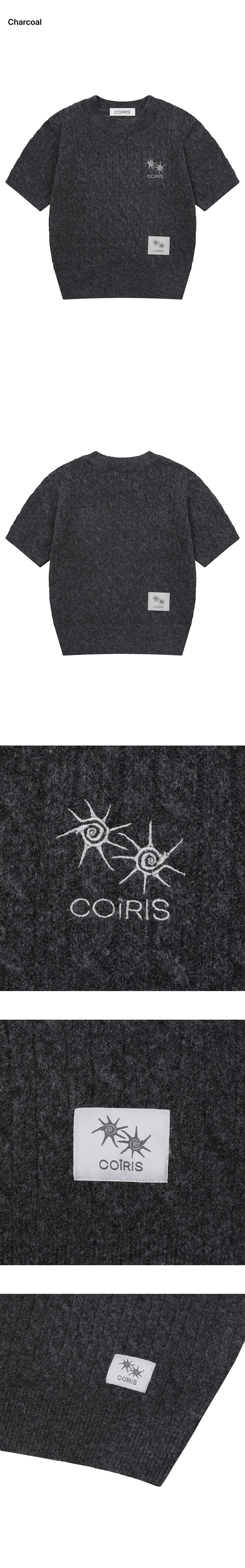 SMALL LOGO SHORT SLEEVE KNIT - 2 COLORS CHARCOAL