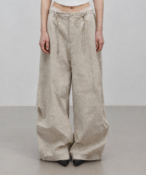 FLOWER WIDE PANTS / BEIGE