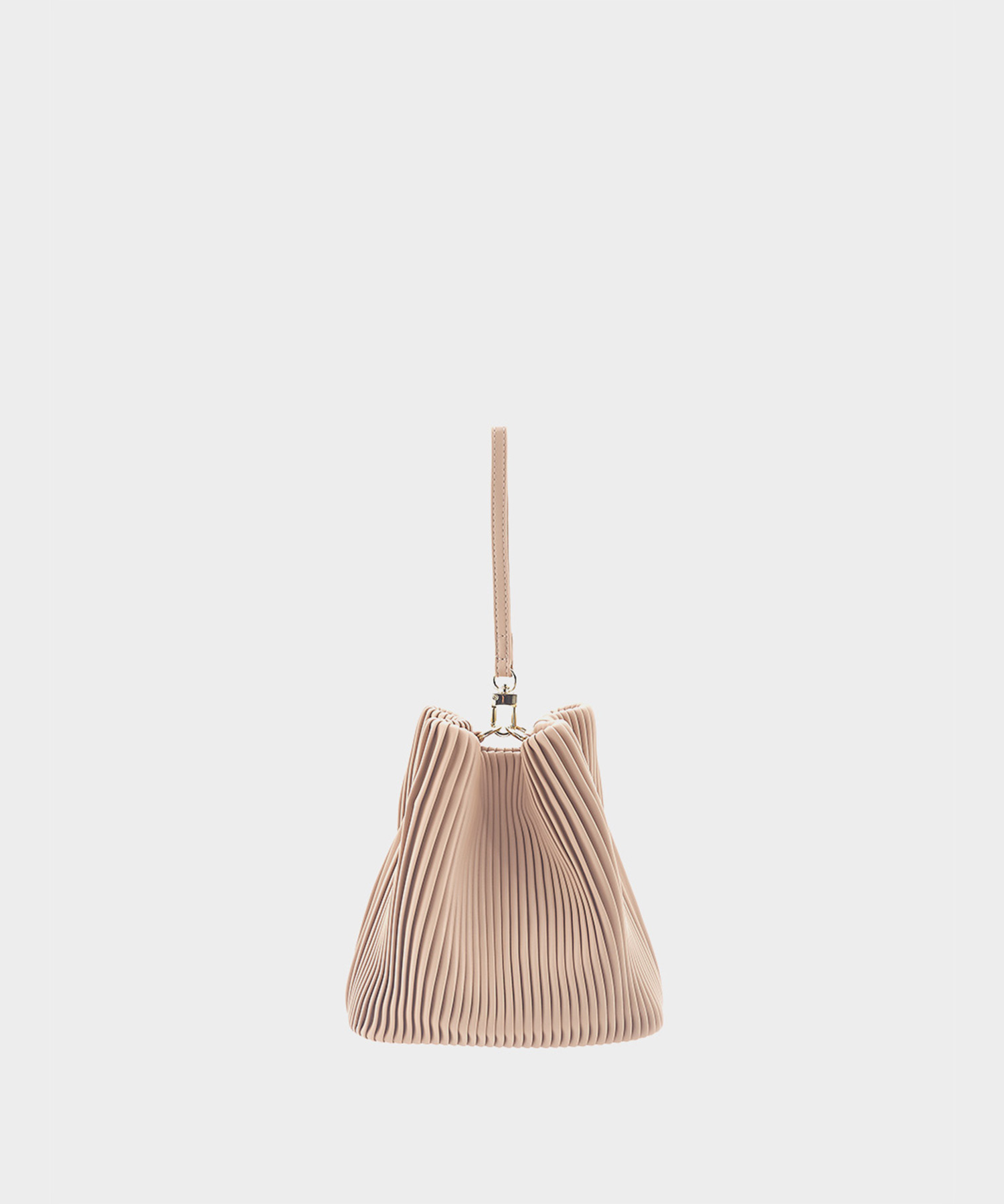 More fleece bucket bag_Pink beige