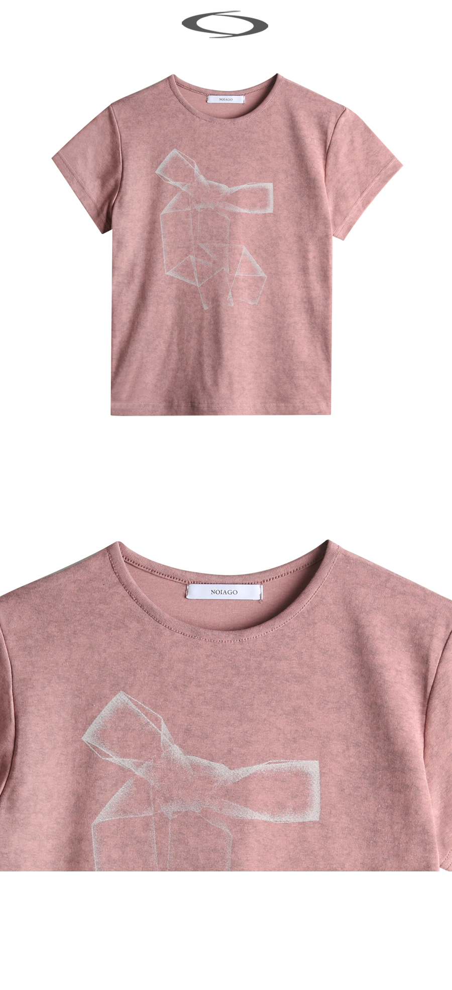 RIBBON PRINT T-SHIRT - 2 COLORS PINK