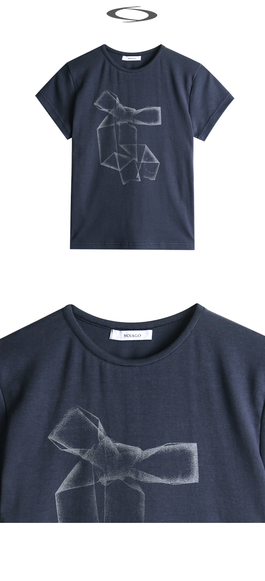 RIBBON PRINT T-SHIRT - 2 COLORS NAVY