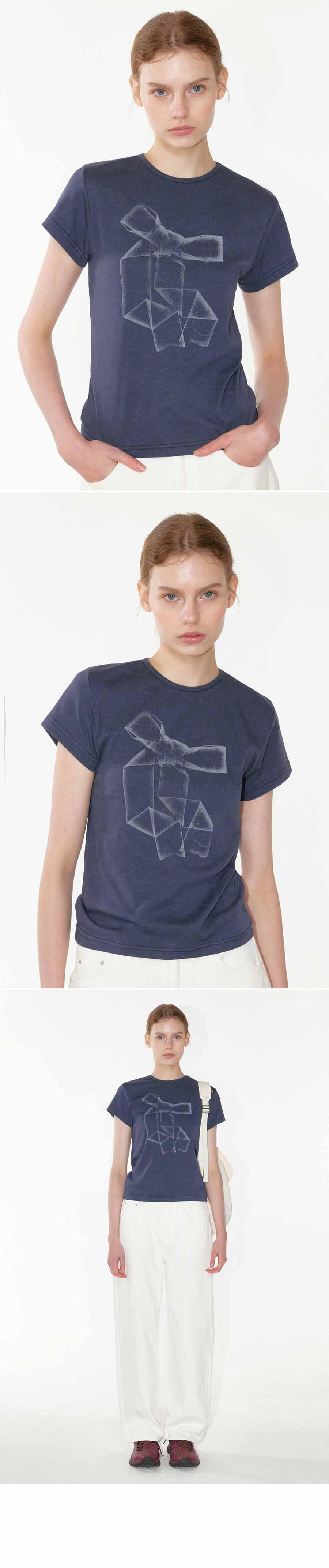 RIBBON PRINT T-SHIRT - 2 COLORS NAVY