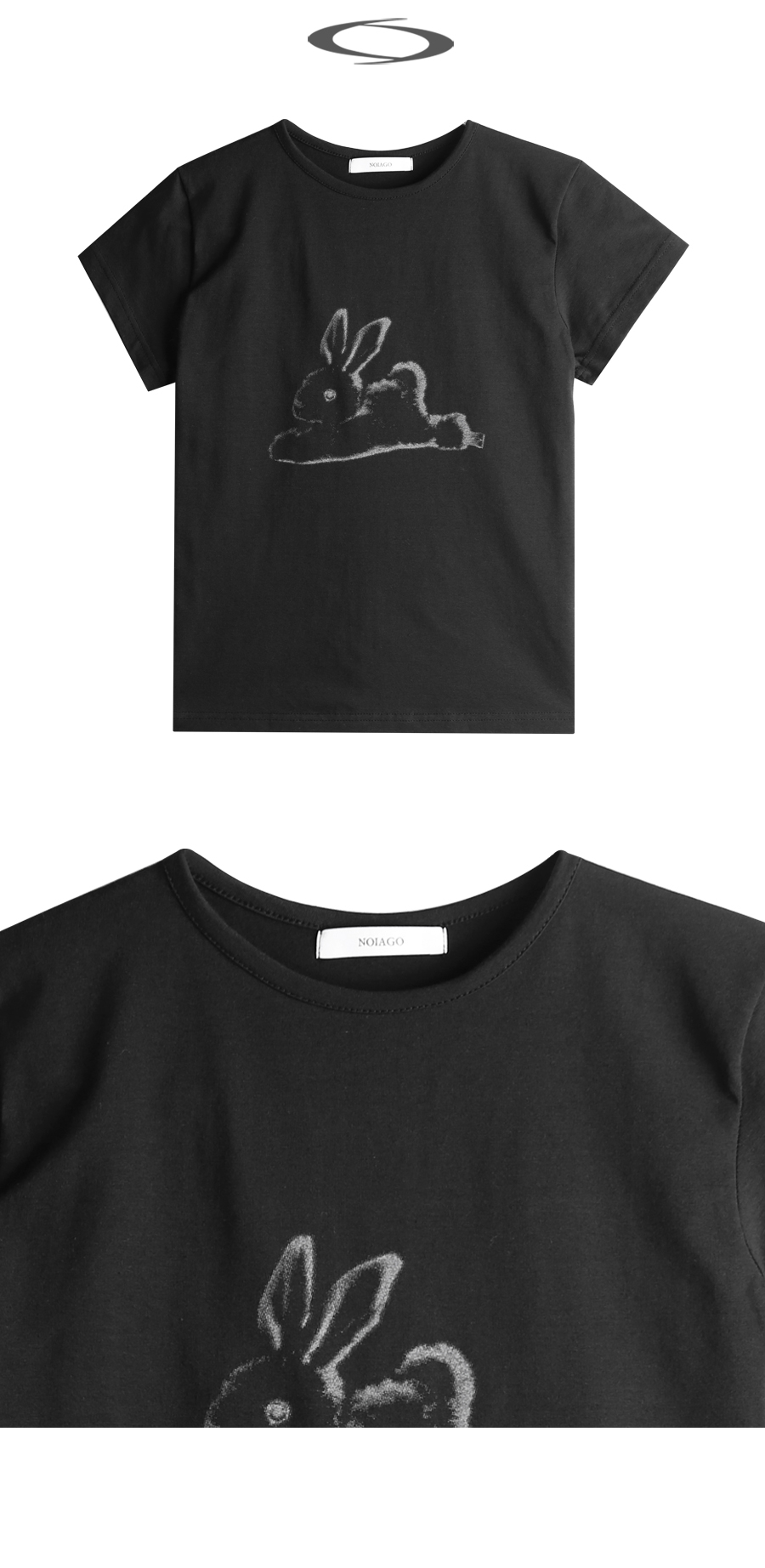 RABBIT PRINT T-SHIRT - 2 COLORS BLACK