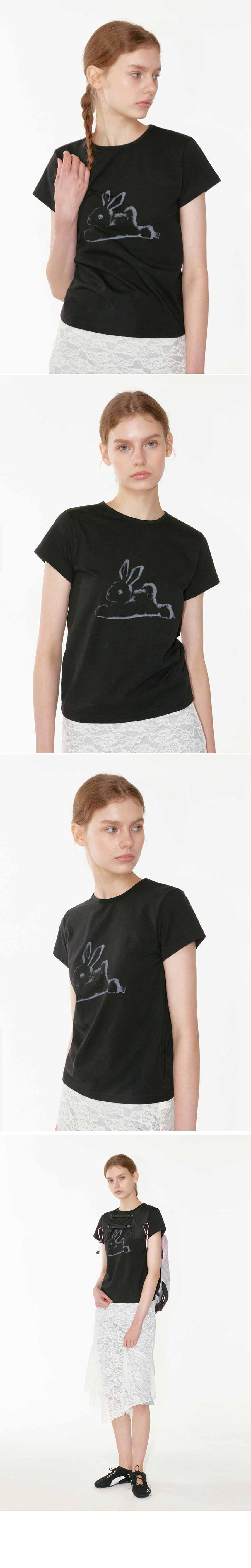 RABBIT PRINT T-SHIRT - 2 COLORS BLACK