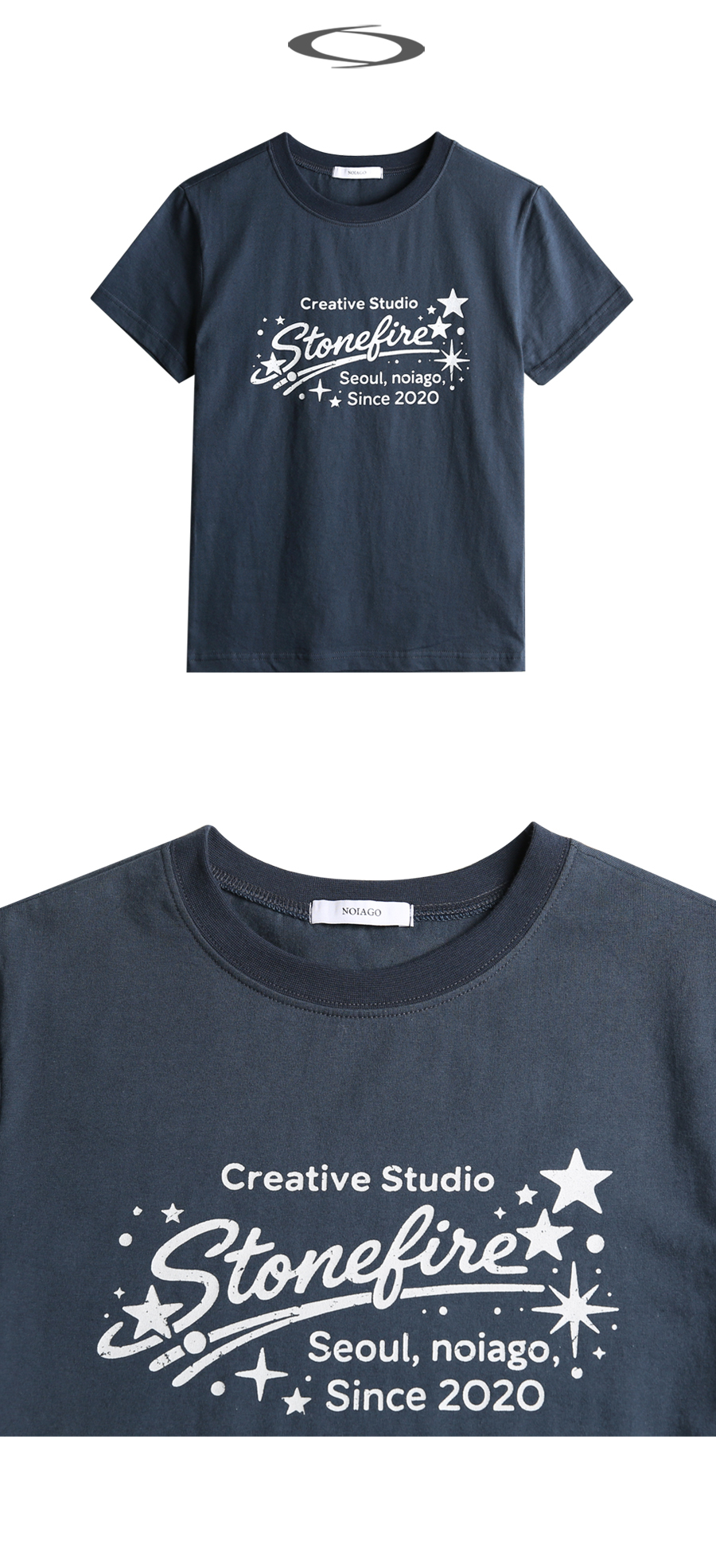 LINE PRINT T-SHIRT - 2 COLORS NAVY