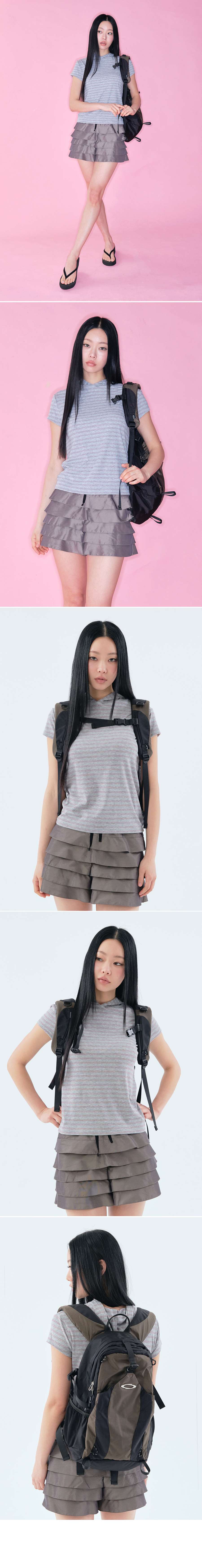 STRIPE HOOD T-SHIRT - 2 COLORS BLUE