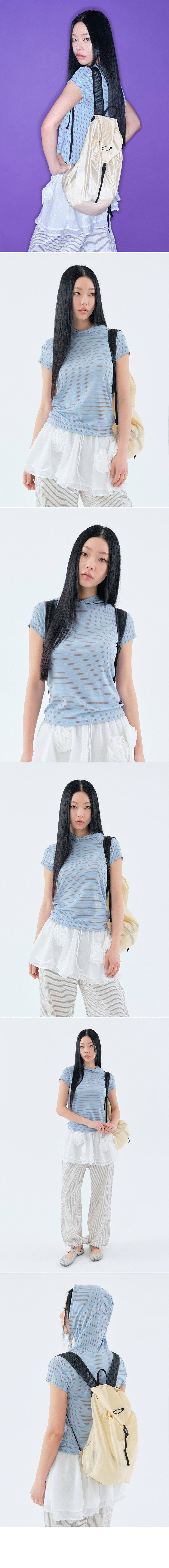 STRIPE HOOD T-SHIRT - 2 COLORS GREY