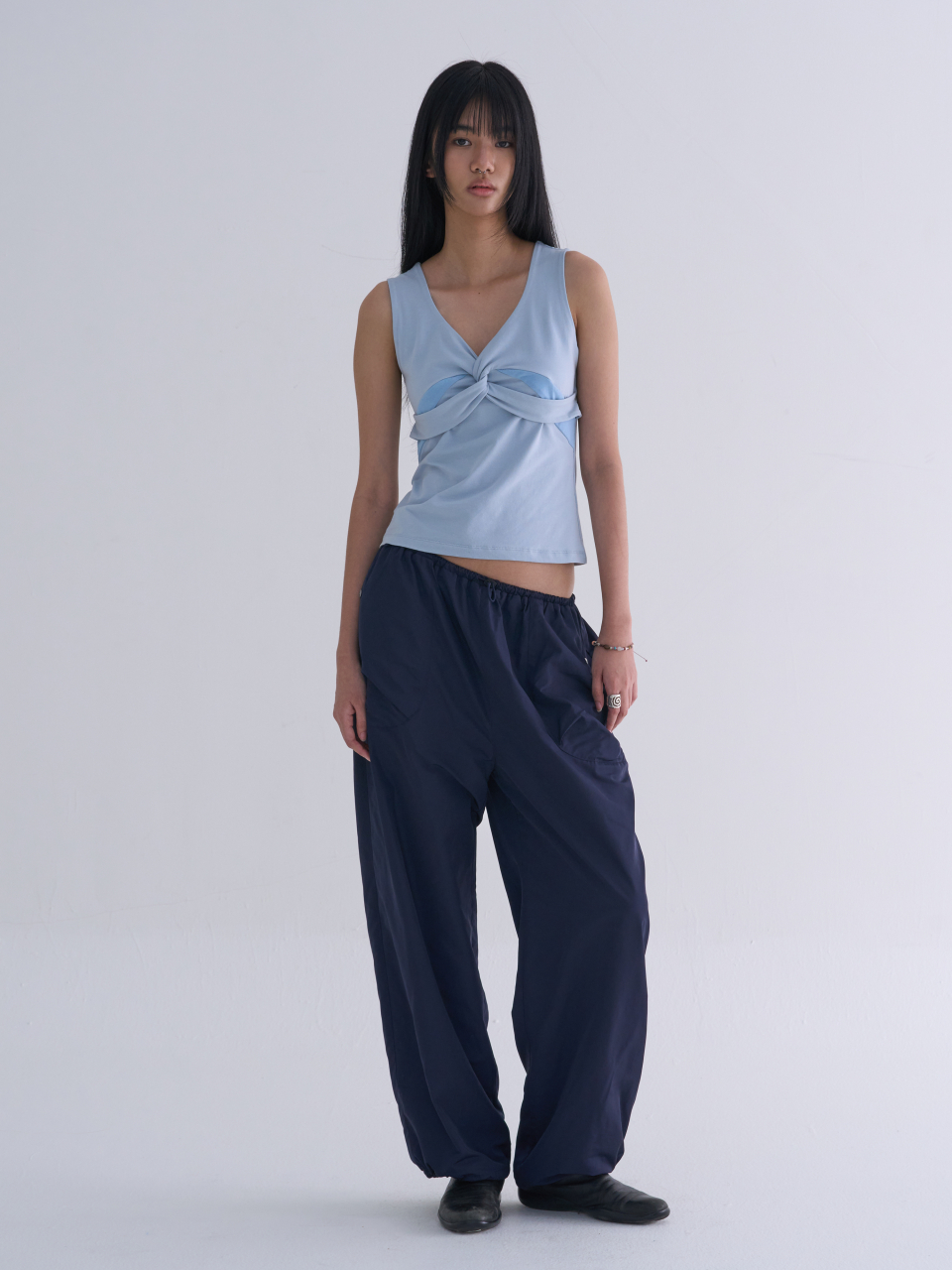 DRAPED TWIST SLEEVELESS - 2 COLORS SKY BLUE