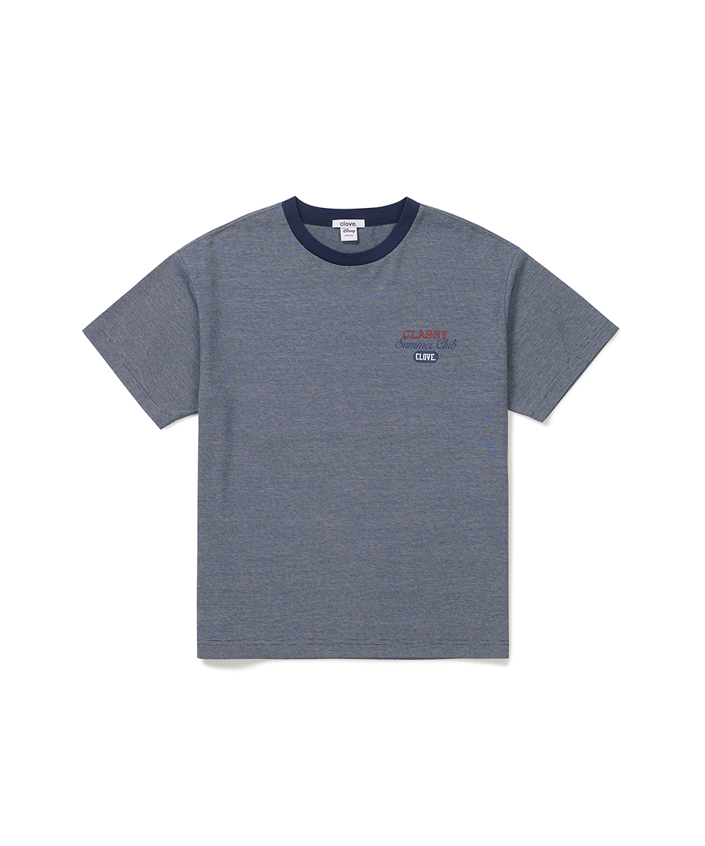 [26SM clove] Mickey_Stripe T-Shirt (Navy)