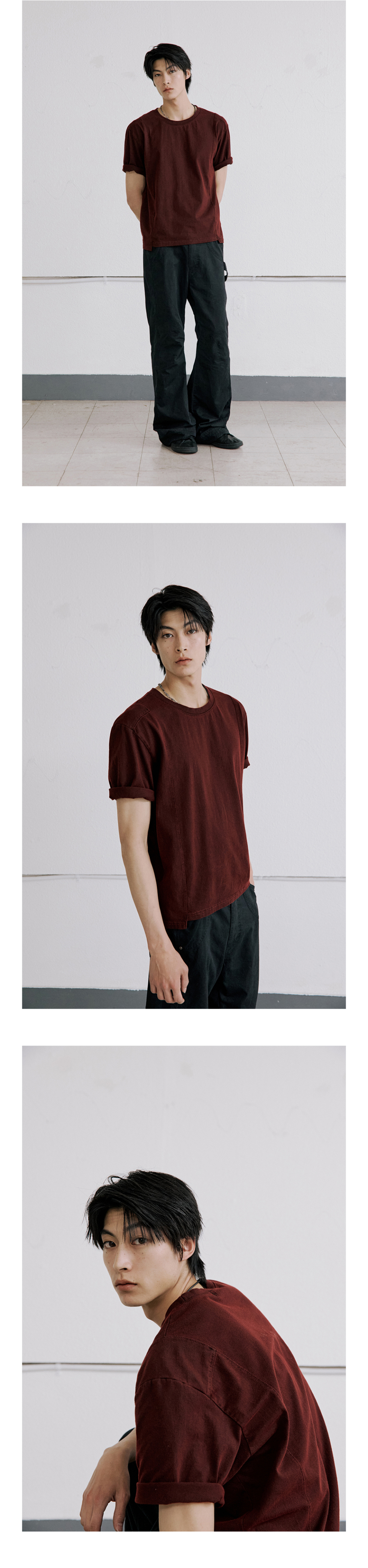 CONTOUR LINE SHORT SLEEVE TEE - 2 COLORS RED