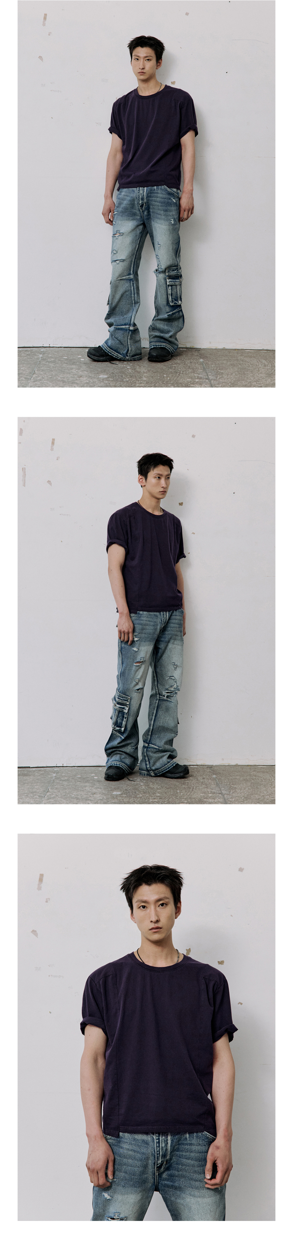 CONTOUR LINE SHORT SLEEVE TEE - 2 COLORS PURPLE