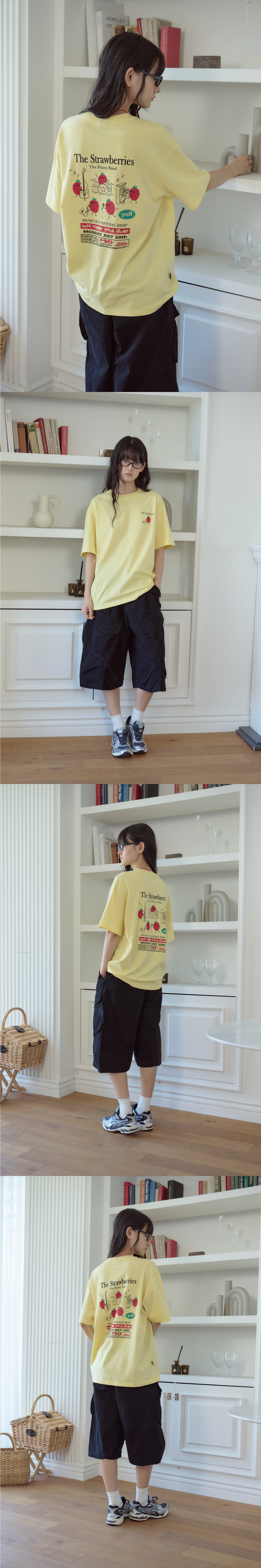 STRAWBERRY BAND SHORT SLEEVE TEE - 3 COLORS AS SHOWN