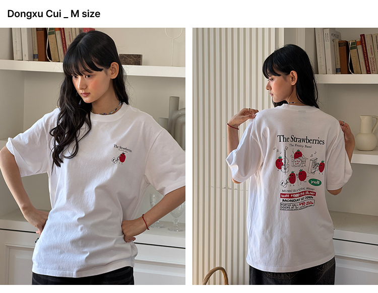 STRAWBERRY BAND SHORT SLEEVE TEE - 3 COLORS WHITE