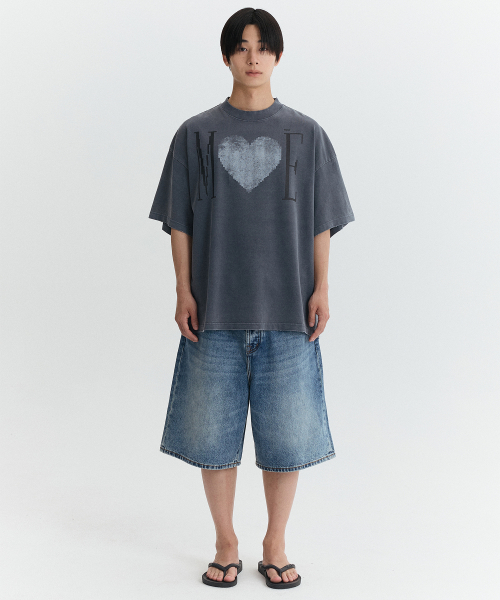 MUSINSA | MTTIRÉ MÉ VINTAGE HEART OVERSIZED T-SHIRT / NAVY