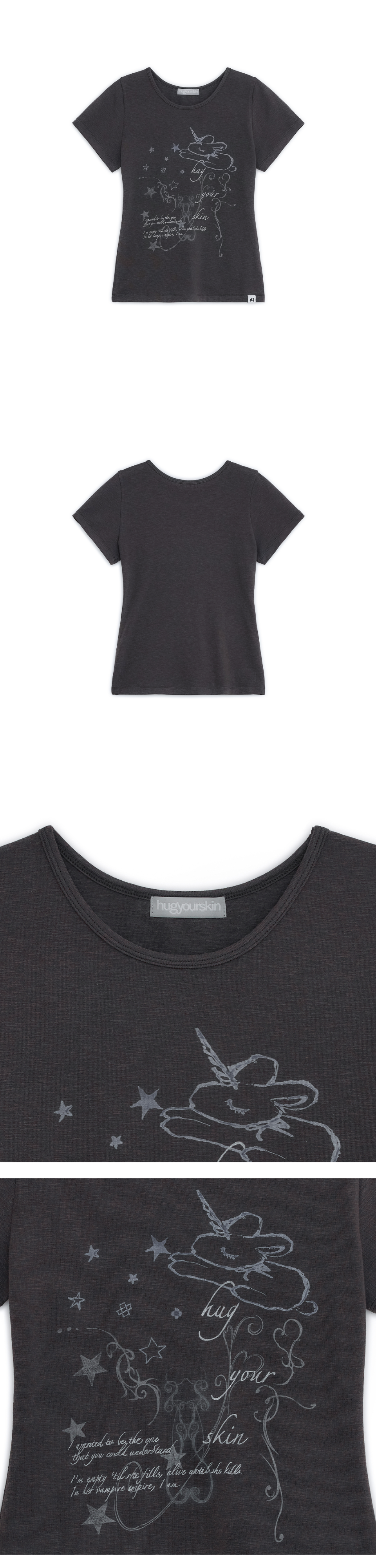 UNICORN DRAWING TEE - 3 COLORS CHARCOAL