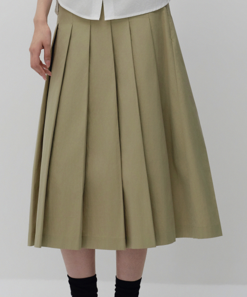 Womens CN Pleated Midi Skirt [Beige] thumbnail 5
