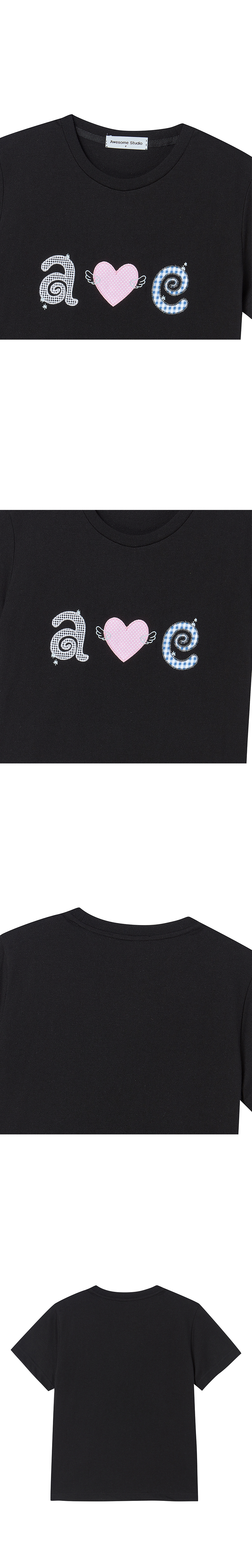 키치 패치워크 티셔츠 BLACK AS SHOWN