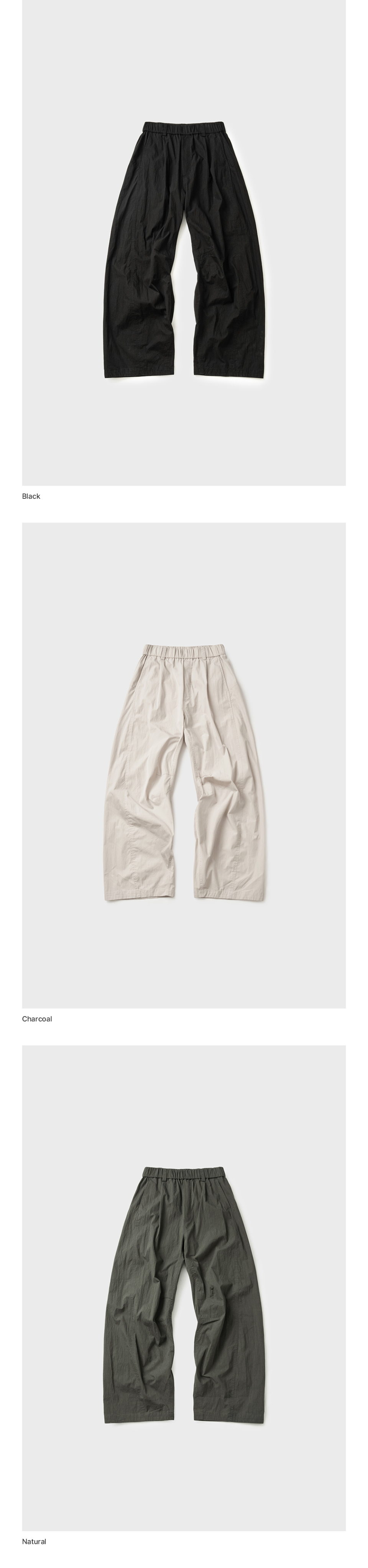 CURVED WASHED EASY PANTS - 3 COLORS BLACK
