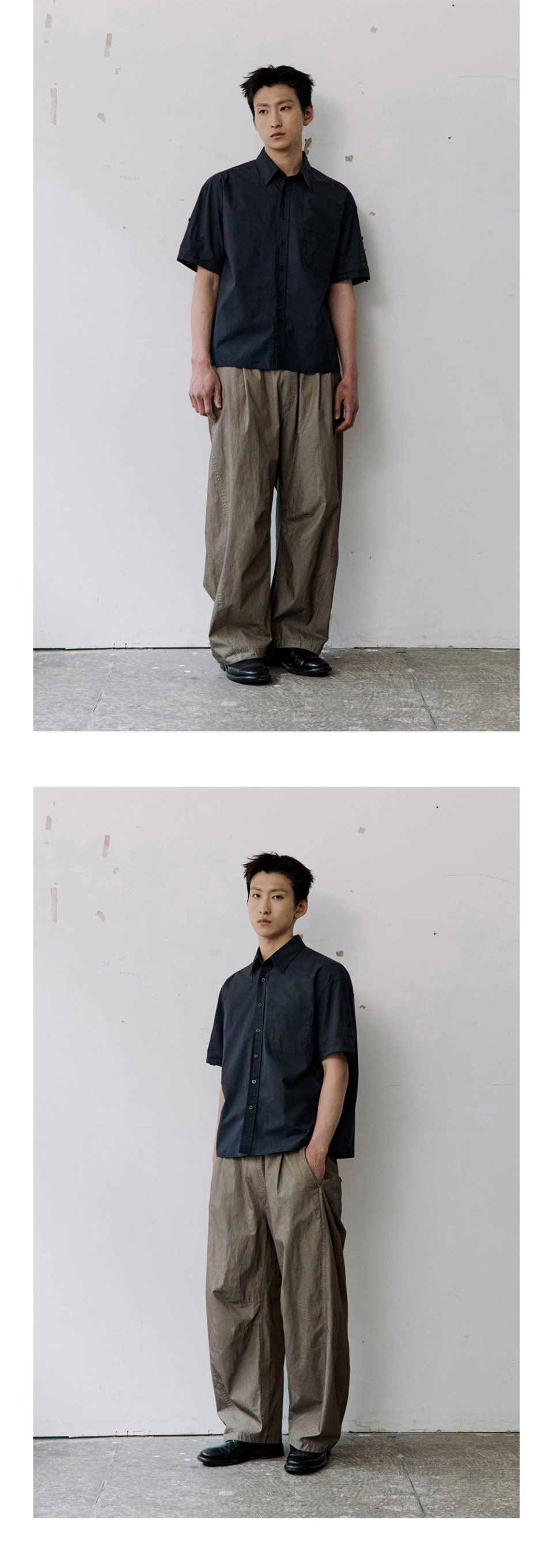 CURVED WASHED EASY PANTS - 3 COLORS BLACK