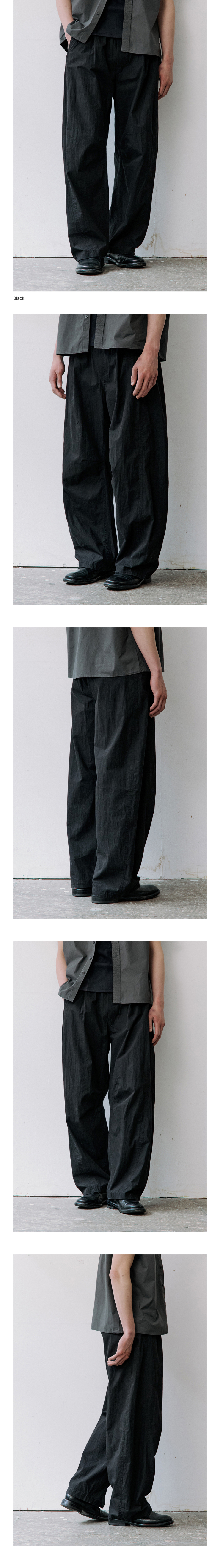 CURVED WASHED EASY PANTS - 3 COLORS BLACK
