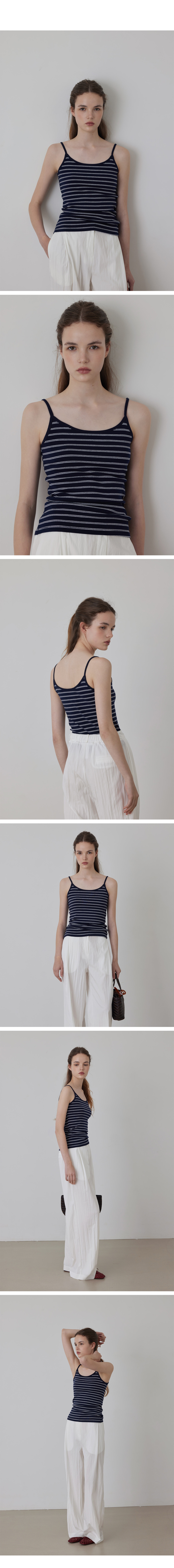 STRIPE COTTON SPAN SLIM SLEEVELESS - 3 COLORS RED
