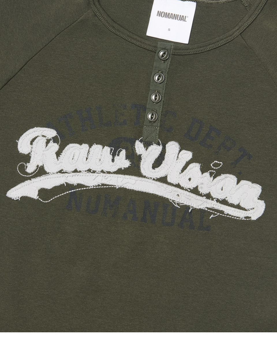 R.V APPLIQUE RAGLAN T-SHIRT - 2 COLORS OLIVE