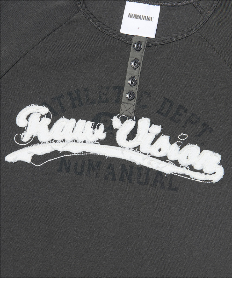 R.V APPLIQUE RAGLAN T-SHIRT - 2 COLORS CHARCOAL
