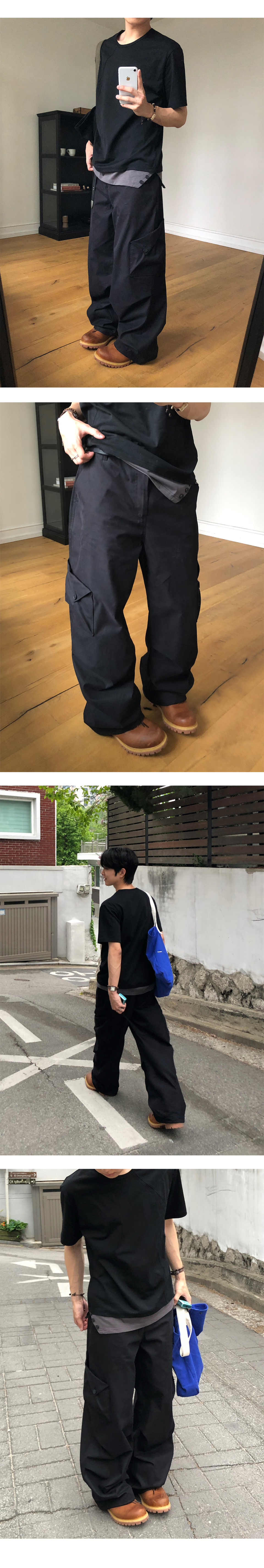 FOLDED POCKET CARGO PANTS - 2 COLORS BLACK