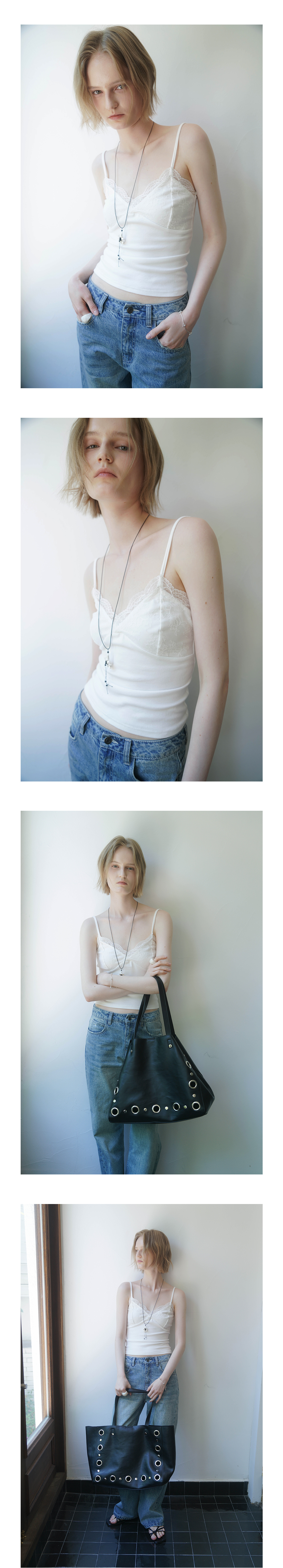 HAZE LACE SLEEVELESS TOP - 3 COLORS WHITE