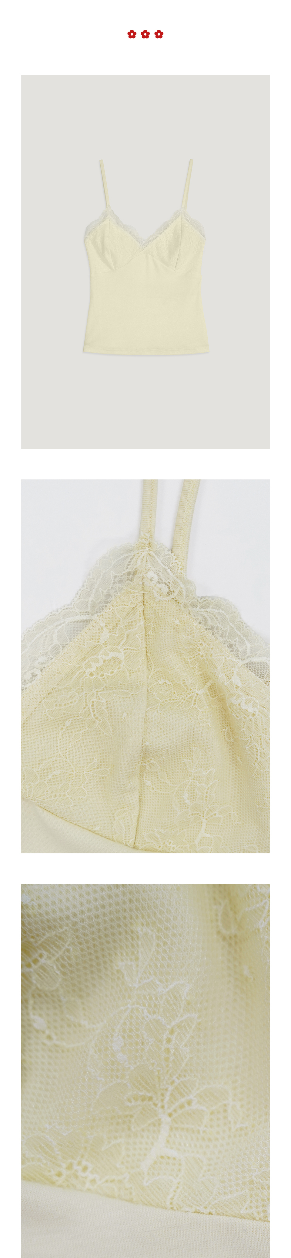 HAZE LACE SLEEVELESS TOP - 3 COLORS YELLOW