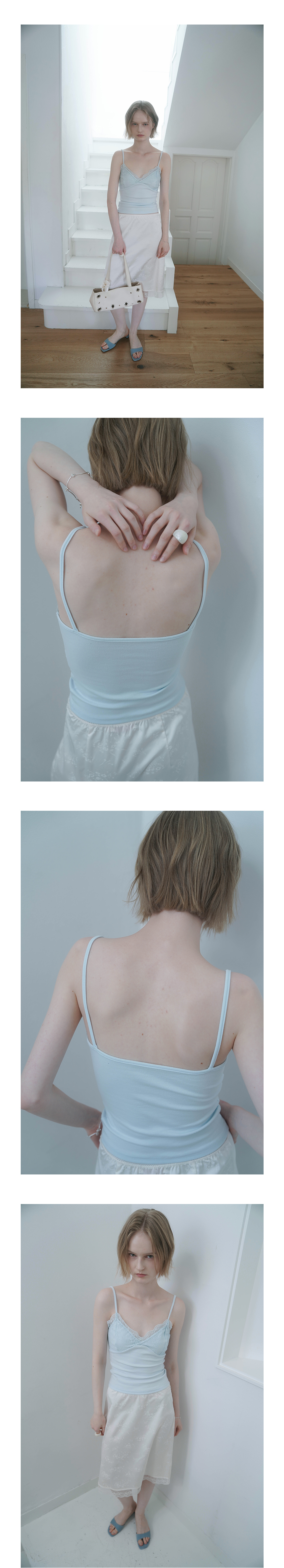 HAZE LACE SLEEVELESS TOP - 3 COLORS BLUE
