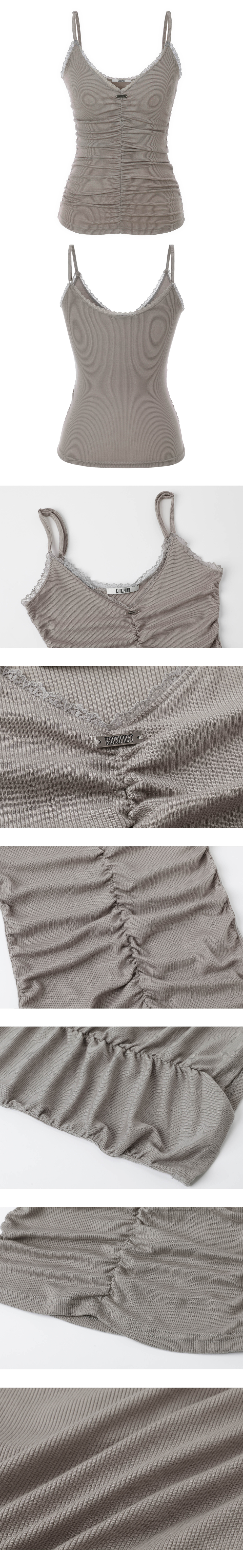 KHAKIPOINT LACE SHIRRING SLEEVELESS - 3 COLORS GREY