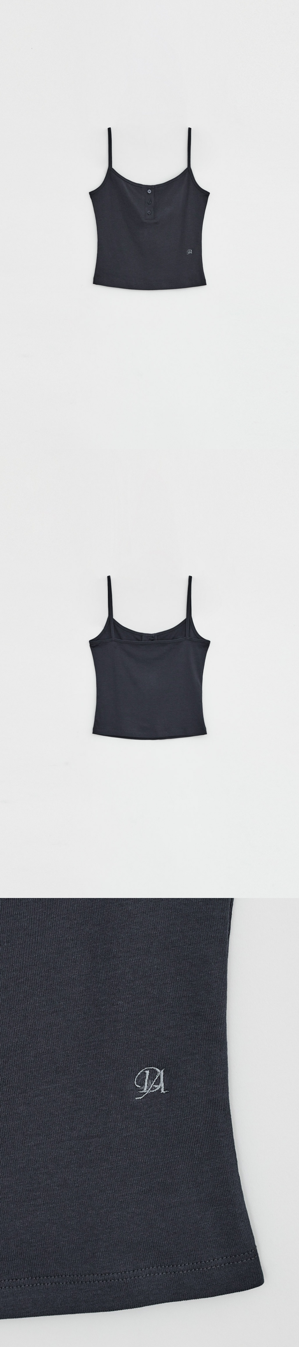 DIAGONAL HENLEY BUTTON CAMISOLE - 4 COLORS GREY