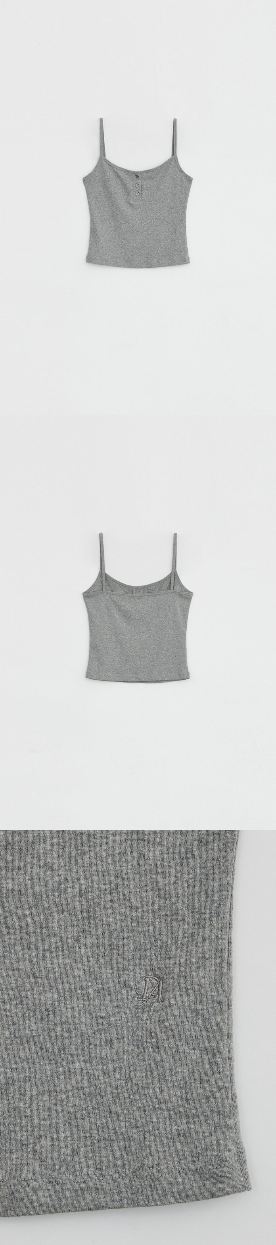 DIAGONAL HENLEY BUTTON CAMISOLE - 4 COLORS GREY
